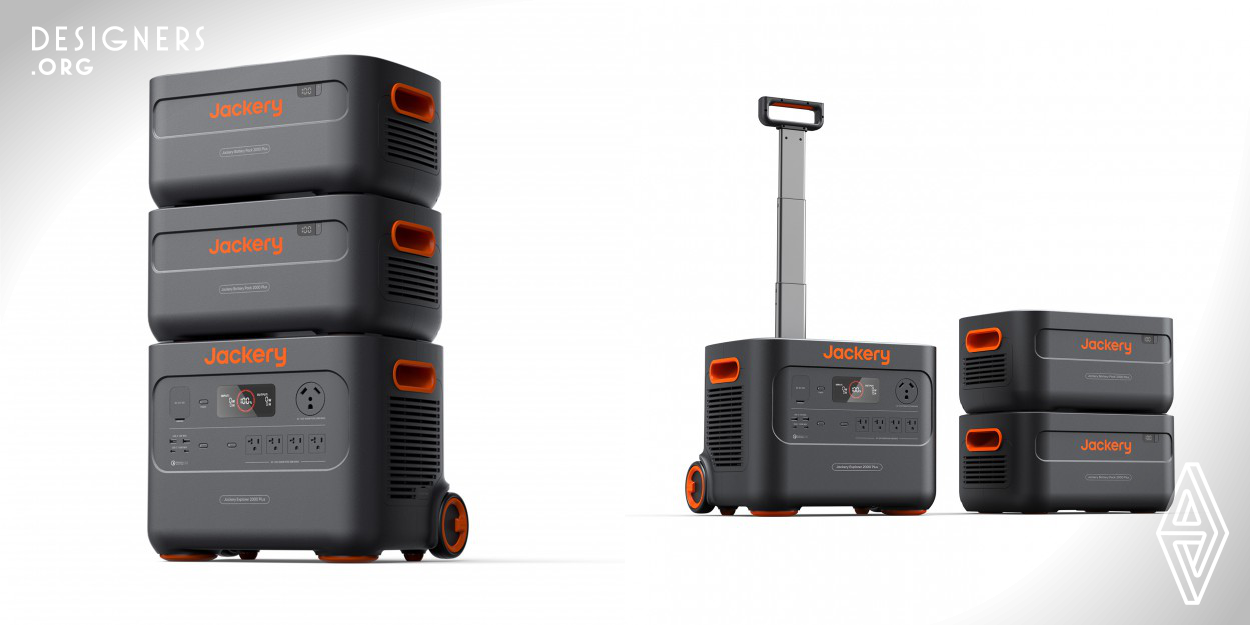 Jackery Explorer 2000 Plus is a portable energy storage with 3000W power and 2000Wh capacity. The energy storage has a pull rod and pulley assembly, which enables users to pull it, thus enhancing portability. Users can connect two devices in parallel to realize up to 6000W power and a maximum capacity of 24KWh. Thus, this product can meet the needs of users for RV life, outdoor work, and other high-power and large-capacity electricity scenarios.