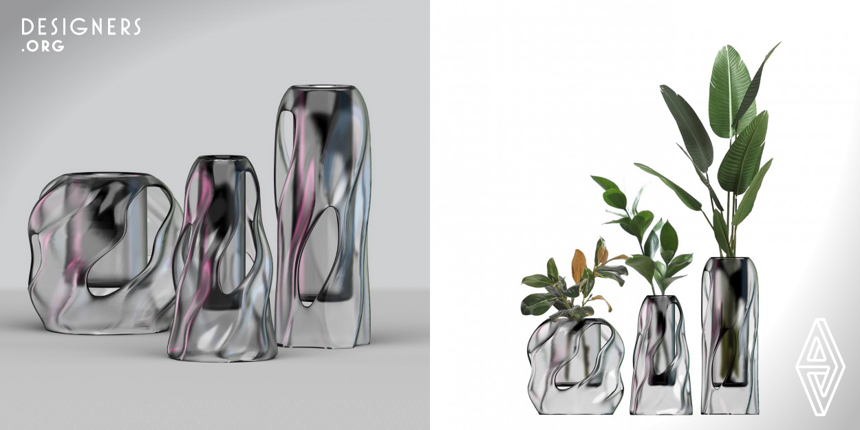 Mila is a series of vases. Inspired by the chimneys on the roof of Mira Apartment, their curves and textures were refined to create the Mila series of vases. The collection includes vases in three different sizes, large, medium and small. Corresponding to different planting needs. Thanks to the use of veroClear translucent material based on Polyjet 3D printing technology, the vase appears hazy and mysterious. Moreover, the set of vases is an integrally formed double-layer structure, and the overlapping of the outer surface and the inner tank greatly enriches the layering of the vase.