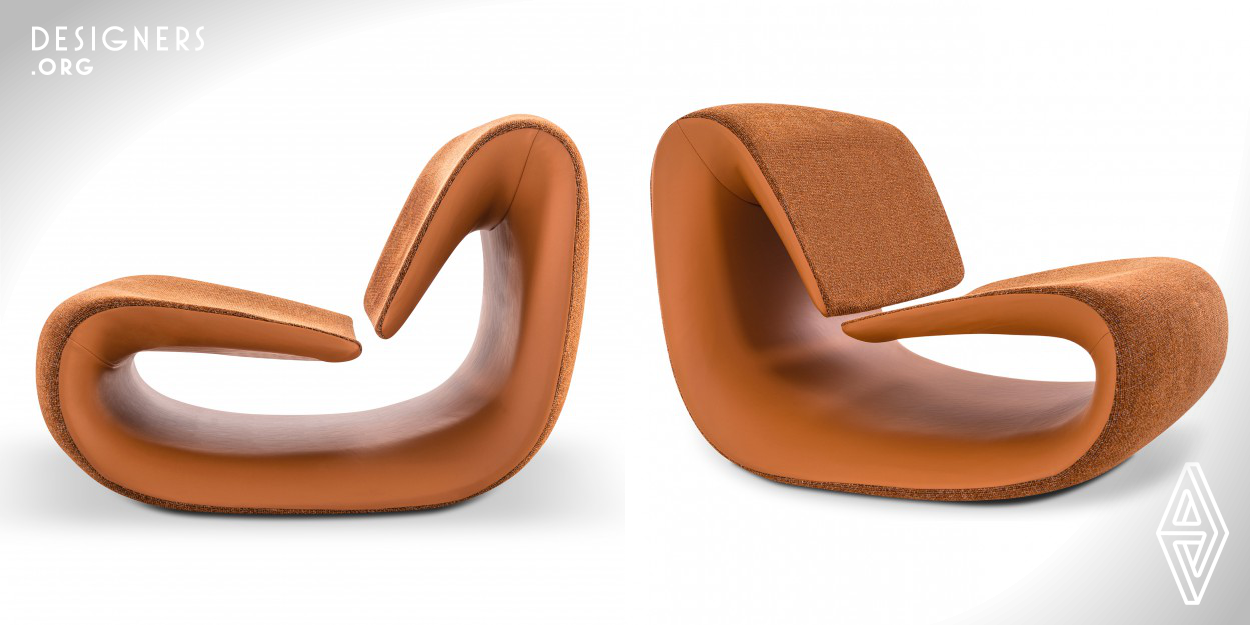 The Wave armchair is a sculpted masterpiece that piques curiosity with its unique shape. Design inspired by the rolling waves of the sea, which are characterized by more volume at the base as they form, before curving and gradually "breaking down" to taper at the ends. The seat and backrest are suspended without touching each other, thanks to a slightly flexible structure entirely composed of fiberglass. The fluidity and movement of the waves are captured with the curved base providing a slight swinging motion that enhances comfort, harmonizes with the human body during use.