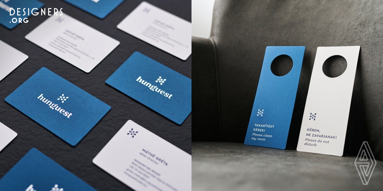 Through their new brand design, Hunguest wanted to communicate their commitment to quality and consistency. Creating this new identity involved redesigning the existing Hunguest logo as well as all the visual aspects, from the hotel signages to the printed materials. Since many of the Hunguest hotels are connected with spa and wellness centers, it was important to show the connection with water: the logo is a capital H made up of drops of water, and the main brand color is blue.