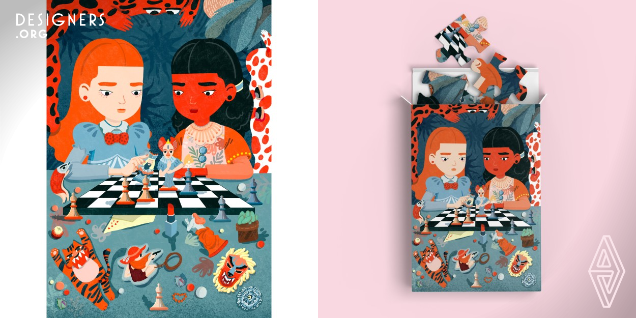 Showcasing themes of gender equality, this illustration is a striking piece designed with social movements or thought-provoking articles in mind. The artwork captures a riveting scene of two girls immersed in a chess game, a bold move of toppling the King piece symbolizing their challenge to patriarchal norms. The exploration of binary identities is further emphasized through the strategic use of contrasting colors, orange and blue, creating dynamic situational states that invite deeper interpretation.
