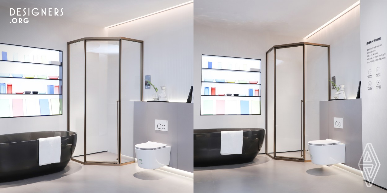 To overcome the limitations of small-size units, the S6 In-fly Shower Door features a self-developed infold sliding door technology that allows the moving glass panel to attach tightly to the wall side and frees up 25 percent more space than traditional side-hung doors to achieve maximum space utilization. Its appearance continues the brand's minimalist concept. It has an ultra-slim, fully wrapped frame design, and the ultra-narrow top rail is just 35mm wide. All of this creates a dynamic bathroom with minimalist aesthetics while ensuring safety.