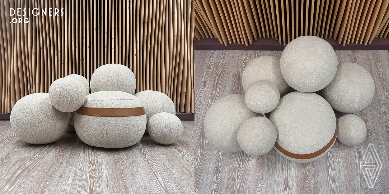 Ariu is an armchair that merges eco-design with adaptability, revolutionizing sustainable furniture with its easily disassemblable structure, promoting waste reduction and recyclability. Its core, an ottoman, links the spheres with tensioning bands, blending form and function. This modular design allows use as exercise balls, catering to the demand for versatile furniture. Ariu adapts to modern interior design needs by offering space-efficient, multifunctional solutions, encouraging sustainable consumption. Innovation can lessen environmental impact and redefine sustainable living! 