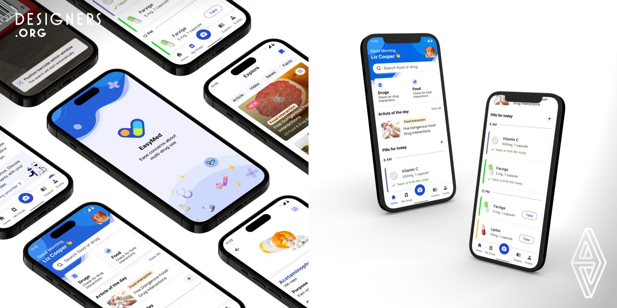 EasyMed, an AI-powered mobile application, aims to assist users in quickly and accurately identifying interactions between drugs and between drugs and food. It achieves this with a notable accuracy rate of 93% and a comprehensive database containing 200,000 drug-drug pairs and 330,000 drug-food pairs. Additionally, EasyMed offers functionalities such as drug list management and access to informative articles on polypharmacy, catering to a diverse range of user needs.