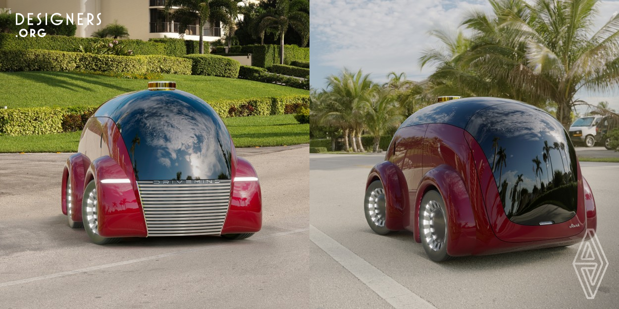 The design showcases an innovative fusion of retro aesthetics and modern functionality in autonomous delivery vehicles. The precise models were crafted using advanced 3D Max technology. Further, they were accompanied by photorealistic visualizations in outdoor scenes to communicate the vehicle’s unique aesthetic. The design balances nostalgia with cutting-edge technology, appealing to traditionalists and forward-thinkers in the delivery industry.