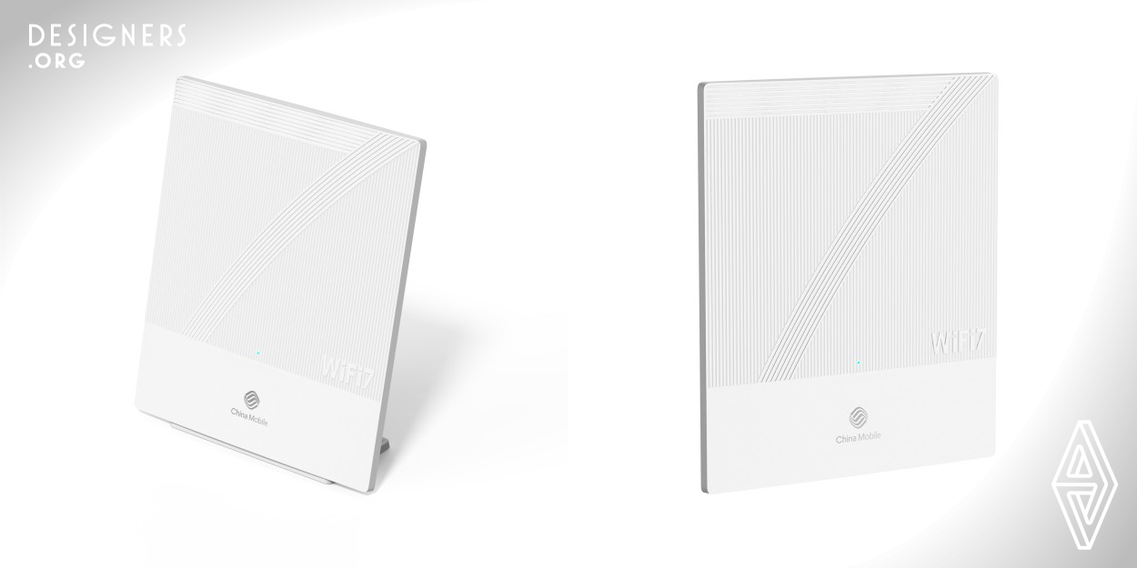 The Cmcc R3600H WiFi7 computing power router is a powerful network device that improves throughput and signal coverage, and reduces game latency compared to the previous generation. Having the ability to share storage, bandwidth, and computation, reduces the pressure on the backbone network. The body adopts an ultra-thin panel design with built-in antennas, making the appearance more concise, friendly, and soft. It can be placed vertically or hung on the wall, making the home environment cleaner and not taking up space. The line texture of the number 7 represents the high performance of WiFi7.