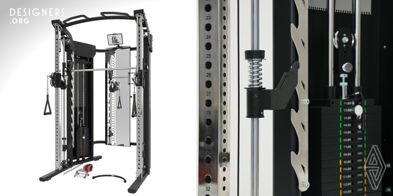 Semi-automatic barbell-free Smith weightlifting function, with seamless switching between flywheel and Smith weightlifting functions Smith weightlifting allows precise increments of 2.5kg, revolutionizing the manual weight plate addition method Instant tension release in the Smith bar for enhanced safety. Adjustable training starting position at 0 weight for more accurate positioning 40 fundamental training movements. 