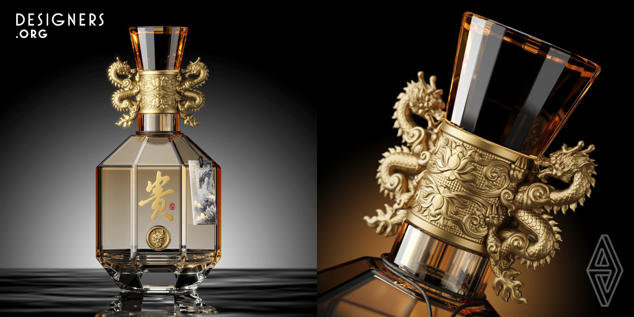 This product is a commemorative liquor for the Year of the Dragon by the Guijiu brand. Inspired by the classic shape of ancient Chinese amphora vessels, the design incorporates the dragon as a decorative element in the label and the handle of the vessel. The GUIJIU brand embodies nobility. 2024 coincides with the Chinese Year of the Dragon. The dragon holds supreme significance in Chinese culture, further emphasizing the rarity and prestige of the GUIJIU brand.