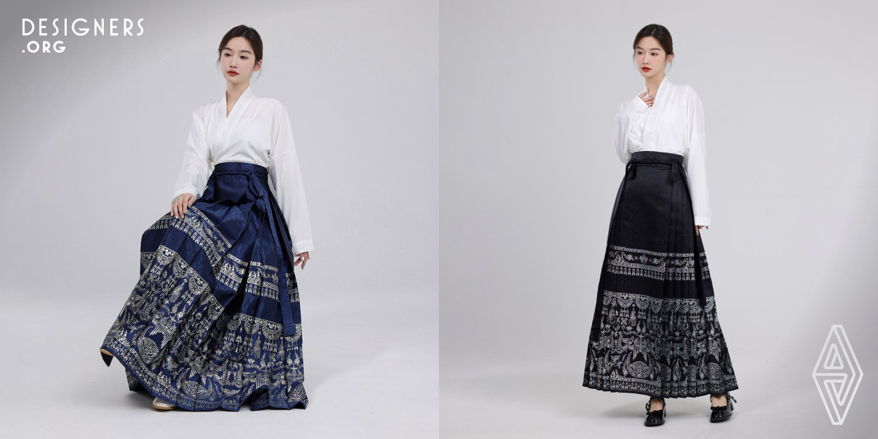 Cherished in the Qing and Ming eras, the Mamian heritage skirts are beloved for their symbolism of power and strength. Two exquisite techniques in oriental history : mother of pearl inlays and Hmong silver craft serves as the foundation for this design. Owning a Mamian heritage skirt is akin to possessing a fragment of oriental mystery. It is a celebration of nature's wonders, human ingenuity, and the timeless pursuit of beauty that transcends eras and cultures.