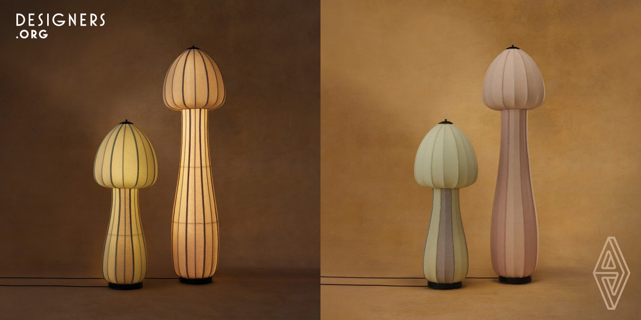 Deeply Reminiscent of the beauty of nature, this mushroom lamp, made of fabric and metal, brings a soft, magical charm to any room. More than just sources of light, mushroom lamps are works of design and art, inviting admiration for their unique design and meticulous construction. The mushroom lamps are constructed using powder coated metal and fabric. The mushroom lamps are intricately crafted and hand stitched by skilled women artisans, showcasing their dedication to perfection and attention to detail. The use of dual coloured fabric is a nice touch and adds more character to the pieces.