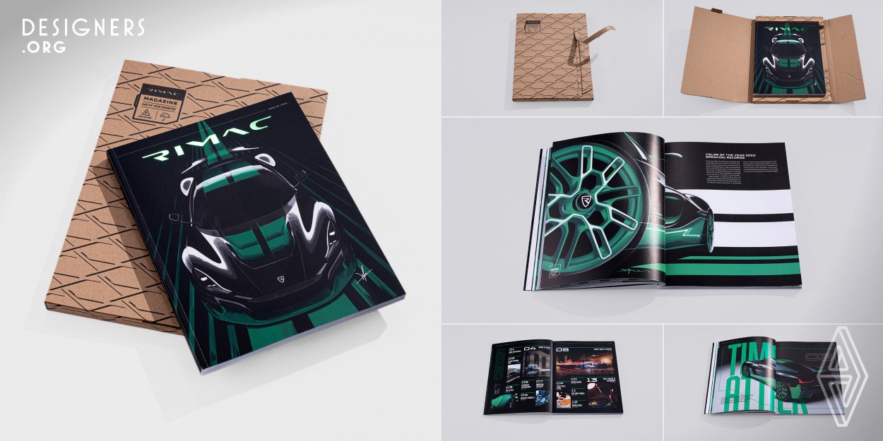 Rimac Magazine issue 03 is all about celebrating the incredible Nevera Time Attack edition, which set an impressive 27 world performance and acceleration records in just one year. To celebrate the success, designers used "Lightning Green" and black colors, as seen on the special edition, throughout the Rimac Magazine Issue 03, building a dynamic, striking, and occasionally unconventional layout designed to stun and captivate the readers.