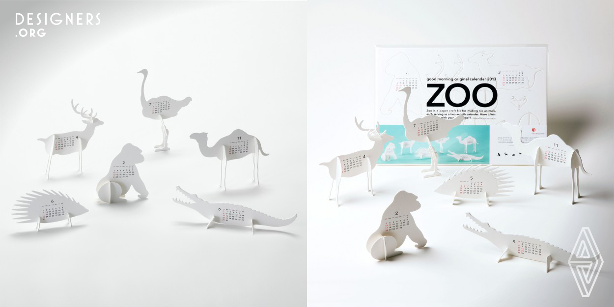 The ZOO is a paper craft kit for making six animals, each serving as a two-month calendar. Have a fun-filled year with your “little zoo”!  Life with Design: Quality designs have the power to modify space and transform the minds of its users. They offer comfort of seeing, holding and using. They are imbued with lightness and an element of surprise, enriching space. Our original products are designed using the concept of “Life with Design”.