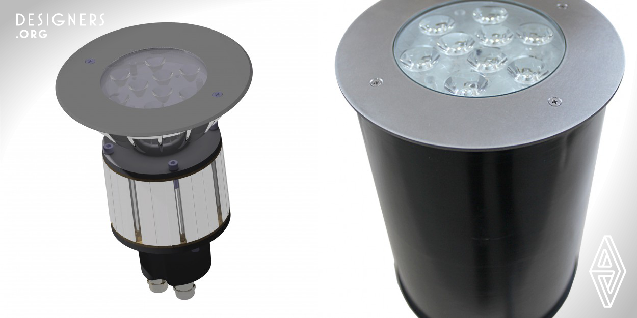 Flush mount lighting fixture. While similar products use all parts encased in a single structure, this unique design which consists of three parts has various advantages: 1. As the Power Supply and the LED’s are housed in different parts, LED section is protected from heating. 2. Incase of any malfunctioning of any of the parts, the faulty part can easily be replaced, without dismounting the complete unit. 3. Since, there is a lid at the bottom of the fixture, mains cable can be fed into the unit through collars. 