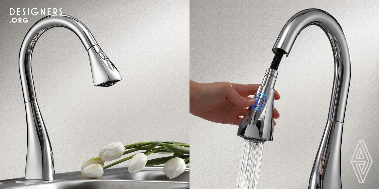 Electra that does not have separate handle attracts everyone due to its elegance and smart appearance is decisive to be unique for kitchens. Pull down digital sink mixer provides the users with freedom of movement in the kitchens while offering the options of two different flow functions. On electra’s front area, an electronic pad gives you access to all the functions, either when the spray is fitted into the spout or in your hand with just tip of your finger you can control.