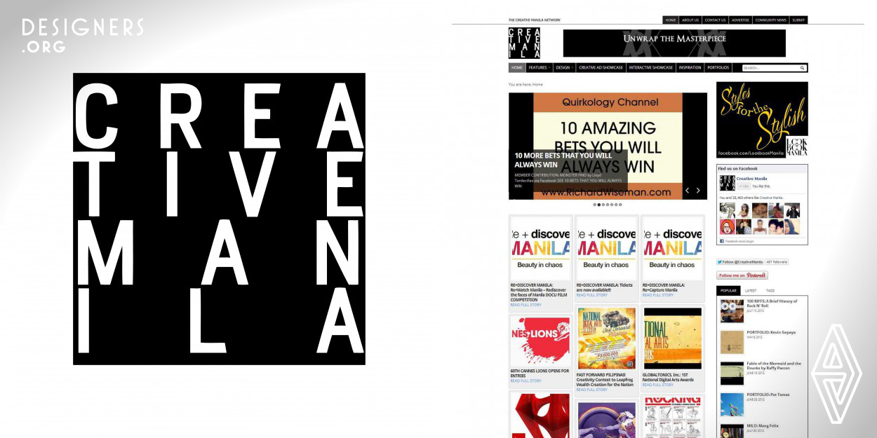 Being the inspiration network of the Philippines, Creative Manila builds a community for creative professionals, students, and enthusiasts both locally and globally. We are a creative hub where people connect, get inspired, share what inspires them, and showcase their works for opportunities.  Creative Manila is an online platform for everyone in love with creativity in any form, be it in advertising, photography, graphic design, web design, illustrations, and videos; the mediums are limitless.