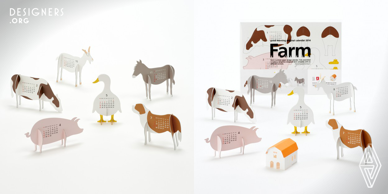 The Farm paper craft kit is easy to assemble. No glue or scissors needed. Assemble by fitting together parts with the same mark. Each animal will be a two-month calendar. Quality designs have the power to modify space and transform the minds of its users. They offer comfort of seeing, holding and using. They are imbued with lightness and an element of surprise, enriching space. Our original products are designed using the concept of Life with Design.