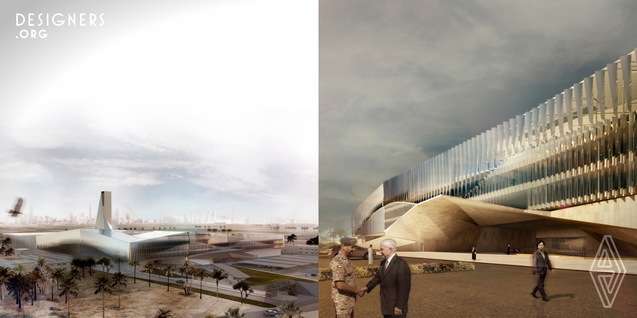 The design proposal for the General Department of Information System, GDIS, in Kuwait, developed by AGi architects in collaboration with Bonyan Design, is based on three principles: representativeness, security and functionality, turning the complex, with a total gross area of 135,482 sqm, into a strong civil icon representing Kuwait’s Ministry of Interior Affairs. Building design aims for the clear transmission of a conceptual duality it derives from: technology, innovation and transparency versus strength, stability and security, which are inherent to the Ministry of Interior Affairs.