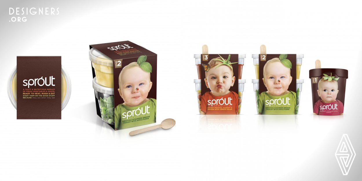 A brand idea seeking to break new ground in the baby food category by the introducing a fresh chilled range of part-prepared baby food, similar to formats available for adults. This would allow mums to make their ‘own’ baby food easily and quickly. The concept name is intended to convey the integrity of the ingredients and how the right food is key to healthy development. The creative execution is a playful, literal expression of ‘you are what you eat’ - presenting your baby as happy and healthy with the help of the best ingredients.