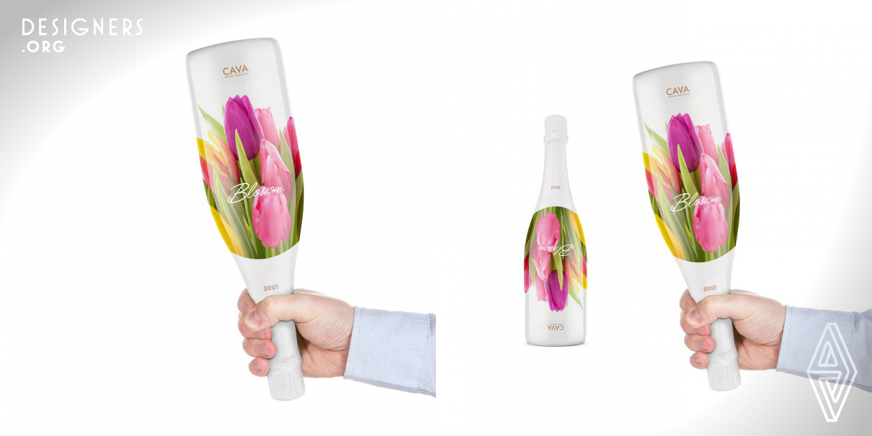 An intelligent way to give more - flowers and a little bit of Cava sparkling wine.