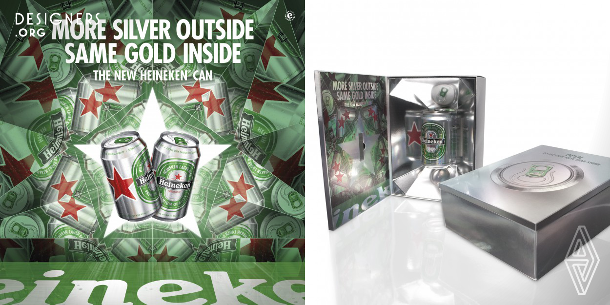 Heineken developed a new can with a minimalistic design, dominated by a large aluminium area. This campaign introduces the new can to several target audiences.     