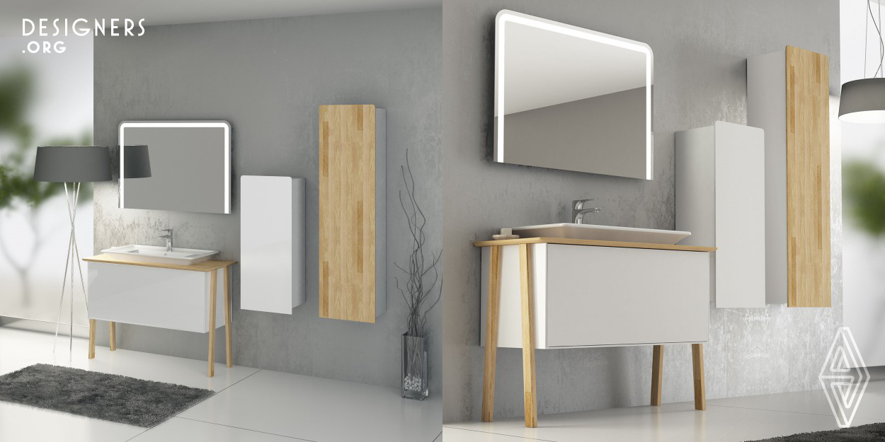 Eleganza bathroom furniture collection is designed for the purpose of reenacting the precision, elegance and sensations of furniture craft and handmade products with a modern approach and bringing a fresh touch to the bathroom culture.Eleganza collection having a fine countertop on stylish stands has an elegant, modern, artistic and innovative story combining soft and sharp lines with a simple balance.