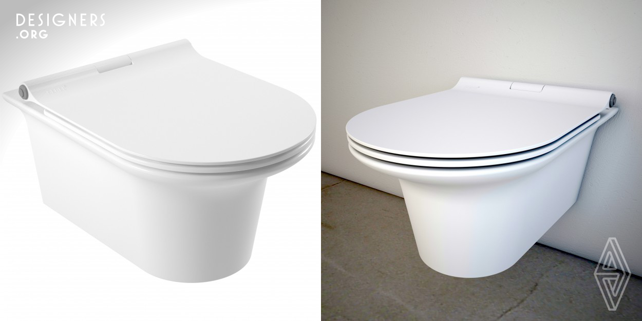 While Purity toilet bowl enters in the domination of soft transitions, it also leaves simple and minimal breezes in the environment. Not only it affects its user with its esthetics but also meets with cleanliness and innocence and respects the nature.  The general approach in the  seat cover set design of easy dismountable, locking mechanism toilet seat sets is function control buttons to be inserted in the inner part of cover set. Buttons which are contacted by user are placed on the areas which are the hardest to get dirty, so this provides an additional advantage in respect of hygiene.  