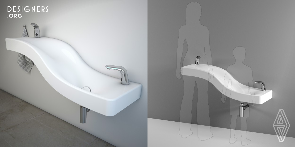 SEREL Wave washbasin takes its place in modern bathrooms with its nominative lines, functional solutions and impressive quality. SEREL Wave washbasin; while it changes the current double washbasin perception with its unique bowl form, it also includes the usage of adult and child together with its aesthetic form. In addition to usage as a children basin, it provides function for ablution and shoe cleaning which is use in Islam culture. 
The general approach in the design of washbasin is modernism and functionalism. This approach affects the design so importantly. 