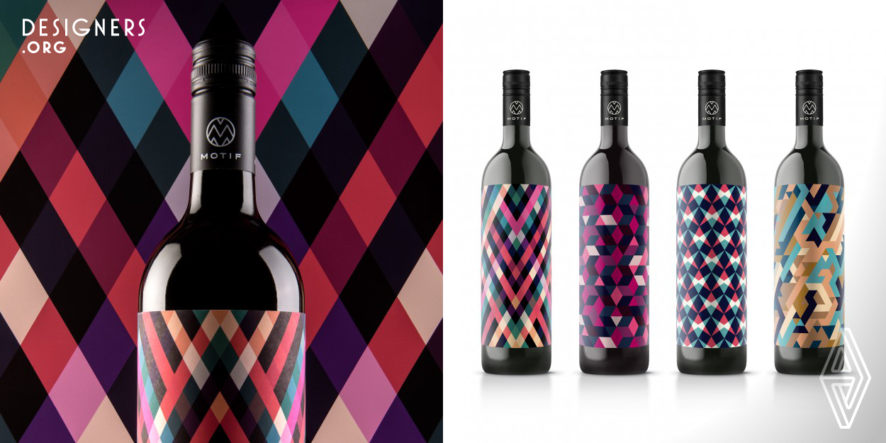 Our vision was to „think“ the world of wine anew. We wanted a graphic pattern to visualize the taste and character of six different wines. The letter M, with lines in a 60-degree angle, acts one the one hand as a key visual and unites all of the bottles under one corporate design. On the other hand, the varying shades of color and the individual patterns provide a tasteful indication of whether the wine is sweet, full-bodied or effervescent. To enhance the visualization of the wine character, we chose earth- and fresh warm colors as well as soft yellow or green tone.