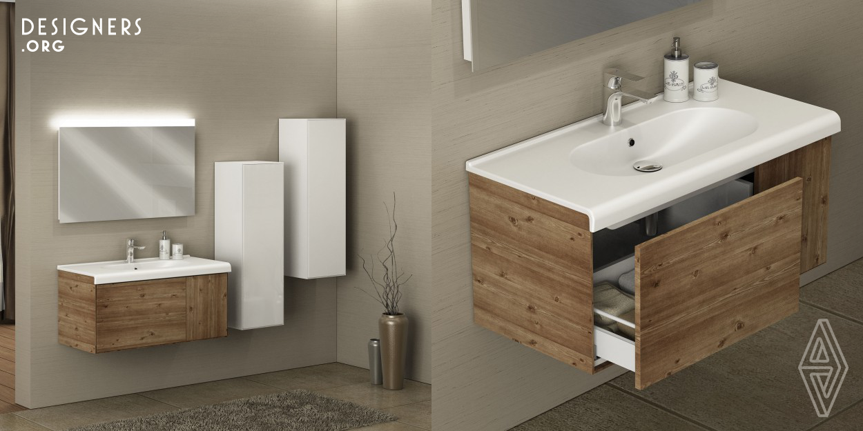Sentimenti Bathroom furniture collection inspired by feelings and contrast of coexisting emotions offers a modern and chic bathroom atmosphere. Horizontal and vertical contrasting wood sidings embody the contrasting feelings as well as adding a touch of dynamism to bathrooms. Sentimenti collection is ready to be a part of bathrooms of all sizes with bathroom cabinets of four different sizes, available with drawers and cabinet doors, and mirrors with concealed lighting and mirrored cabinet doors. 
