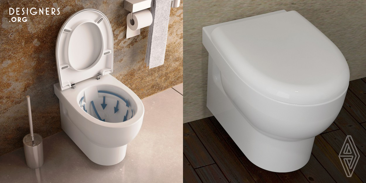 With the innovative cleaRim addition, Isvea transforms a regular WC into Bplus, a versatile WC which can be used in public toilets as well as private bathrooms. Bplus WC has a smaller wall-hung pan compared to a regular WC. Its round compact form offers an effective use of space. The new Bplus cleaRim WC has no rim. With no hidden rim, it means there’s simply nowhere for germs to hide. The Hygienic design of Bplus WC makes it easy to clean the bowl which reduces the water usage as well as the need to use bathroom chemicals harmful to the environment.
