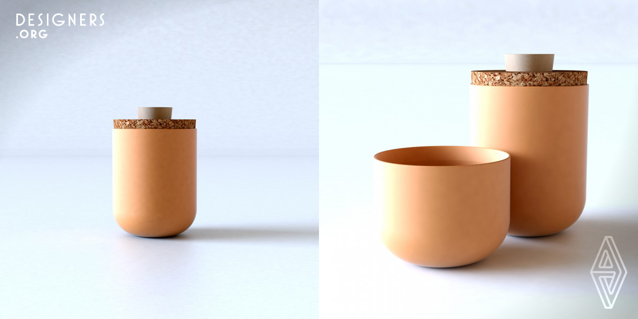Tarro is a family of containers inspired by basic shapes and interaction between them. Its tries to revalue the beauty of simplicity, where three materials, three shapes, and three textures are mixed to create decorative and functional objects. Each product is unique; pottery and cork-wood pieces are hand made using the technique of lathe.
They are suitable for many lifestyles and spaces, because of the combination of traditional manufacturing and contemporary look.