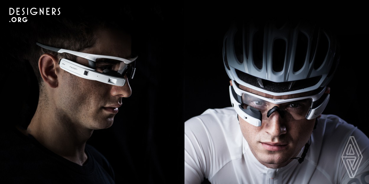 The first generation of consumer smartglass for sports and high intensity environments. We were inspired to create a wearable device capable of delivering critical activity-specific information in a discreet and practical way, while preserving the users freedom of movement and activity.
