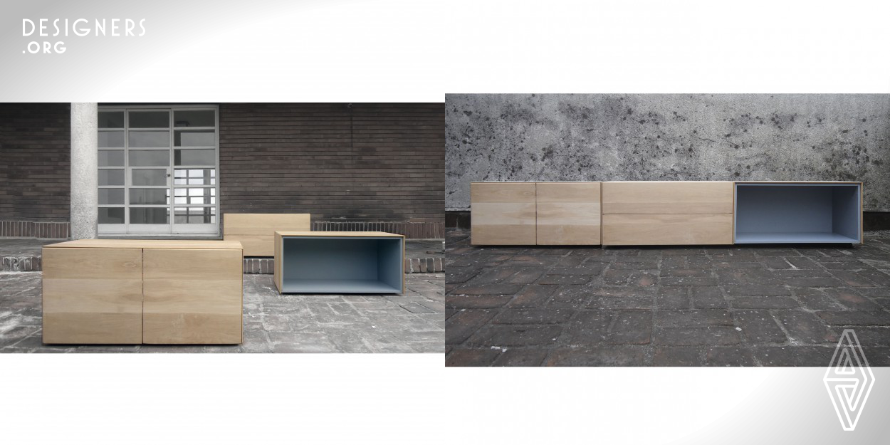 Domino is a storage system constituted by a module and a series of components, developed to support different activities of home living. A versatile product that allows different configurations, achieving multiple morphologies. Their neutral shapes and customizable internal colors, approach the product to users, allowing its appropriation. Domino searches to captivate users combining unexpectedly natural solid oak with lacquered mdf, varying their tonality from pure white to the most desired color.