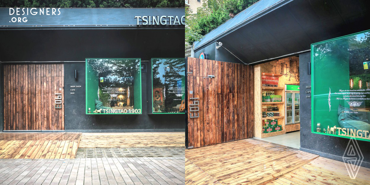 This is the starting point of "Community Pubs Plan" of Tsingtao Beer Company and it is also the very first store. An experiential chain store of beer culture is born and it is low cost, fast to replicate, of unified identity and most importantly it is also environmentally friendly, as almost all of the materials are recycled or reused. "Tsingtao beer" as a brand with more than 100 years history, needs a series of events to reenergize and the followed up design of "Community Pub Plan" is an important component. 