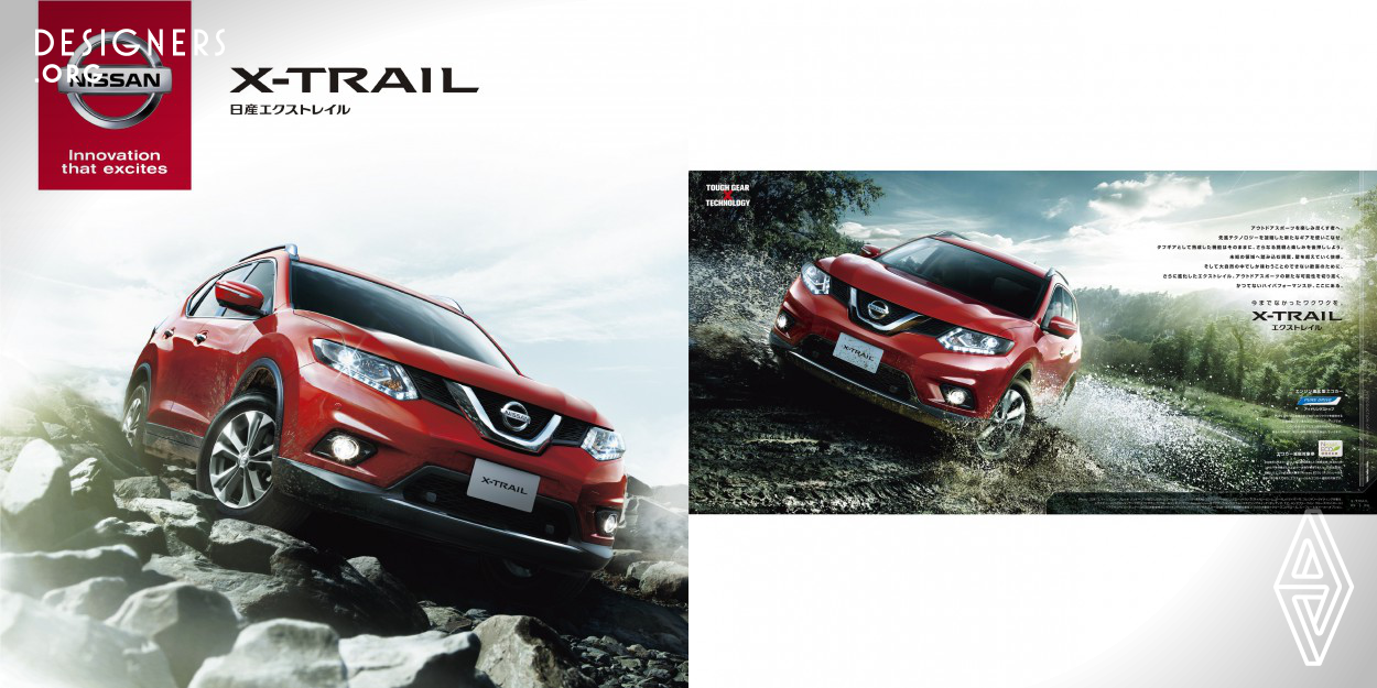 The X-Trail has been winning the hearts of young people in Japan who love outdoor sports. This time the vehicle has undergone a full-model change. While keeping its original attractions such as excellent driving performance and convenient features, the all-new X-Trail has evolved into an authentic “tough gear” that carries a wide array of intelligent equipment. This brochure is intended to invoke adventurous spirits of those who enjoy outdoor sports and to entice them into the world of “serious” outdoor sports that gives them the kind of pleasure they have never experienced in their life.
