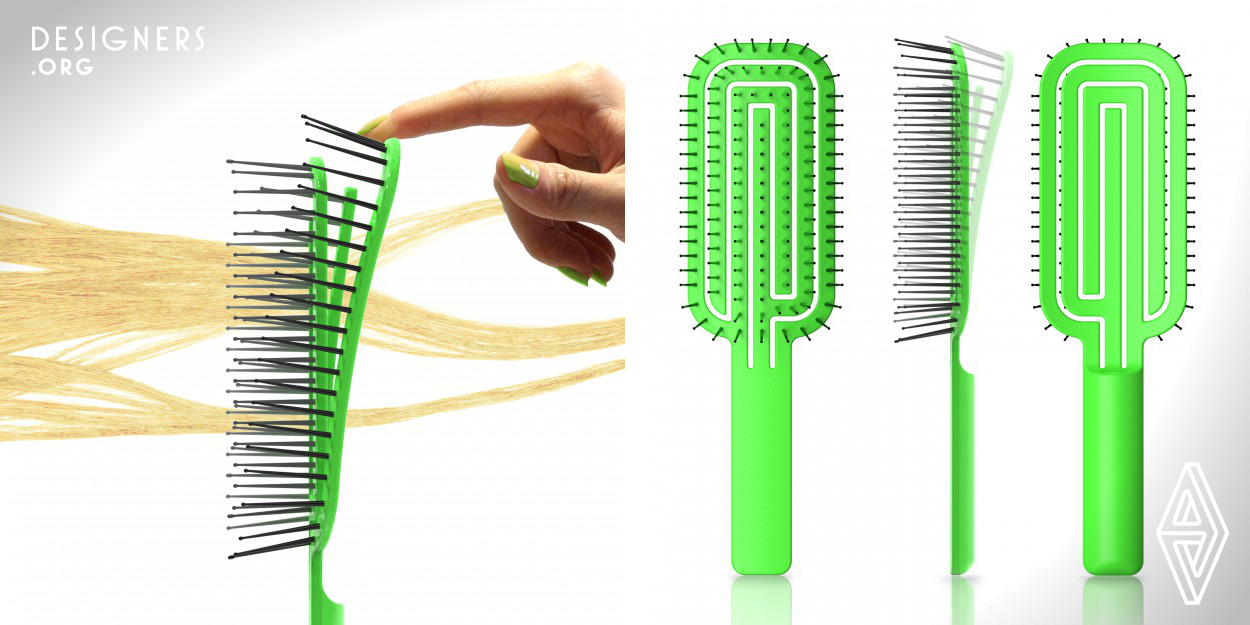 MAZE hairbrush is designed to conveniently remove tangled hair and facilitate convenient maintenance of a personal care product. The void maze pattern on the brush head initiates controlled flexibility within the structural frames and creates gaps for easier access to trapped debris. The design is cost effective and promotes a sustainable lifestyle through user engagement.