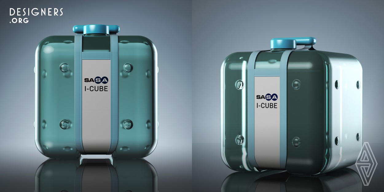 In order to promote the use of SASA Polyester’s new, BPA-free plastic material, the I-Cube water bottle is designed to replace traditional polycarbonate and glass water packages. Combining an innovative and hygienic material with a lightweight and compact design, the bottle aims for increased convenience of the user. Employing a supercircle profile, I-Cube saves space and energy by carrying more water in the same base area than the cylindrical bottles. Design presents a sustainable solution by eliminating the labels with adhesives through the use of recyclable carrying sleeve.
