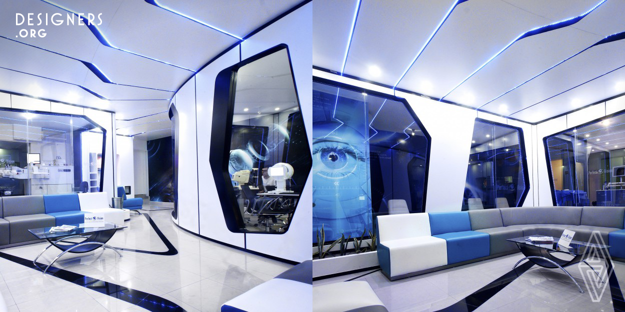 Laser Ophthalmology Institute dedicated to advanced treatments with the latest technology equipment. The entrusted objective for his remodeling was to transmit across the design, the confidence and safety with technology and vanguard to the clients who come to the clinic. The areas are defined by windows that delimit every space, complemented with images designed specifically for every zone, as wallpapers to give this galactic sensation of being inside a spaceship.