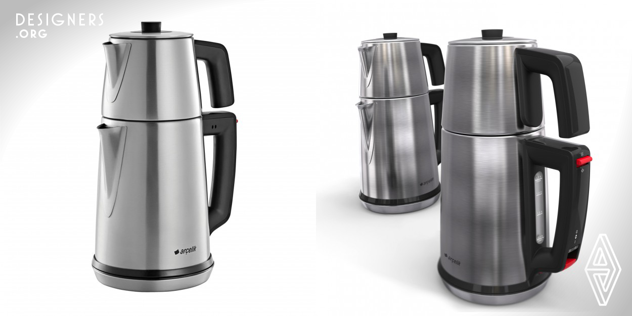Arçelik offers users the pleasure of conventional brewing by combining the quality of inox material with modern design. The visual integrity provided by minimalist inox body and the handle with water level indicator is reinforced with the location and form of the keys. Boil and keep warm functions can also be followed easily with the LED lights on the handle. Keep warm function allows you to keep the water at high temperatures by consuming little amount of energy.