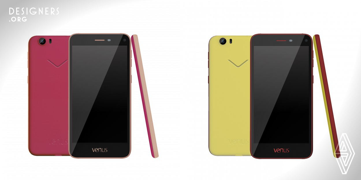 The eye catching colorful design of VENUS POLYCHROME Smart Phone is represents the potentials of plastic material and its flexibility. That resulted as trendy colored variations and endless mass-customization options by its users. Changable back covers and batteries provides to its end-user an ergonomic user-experience.