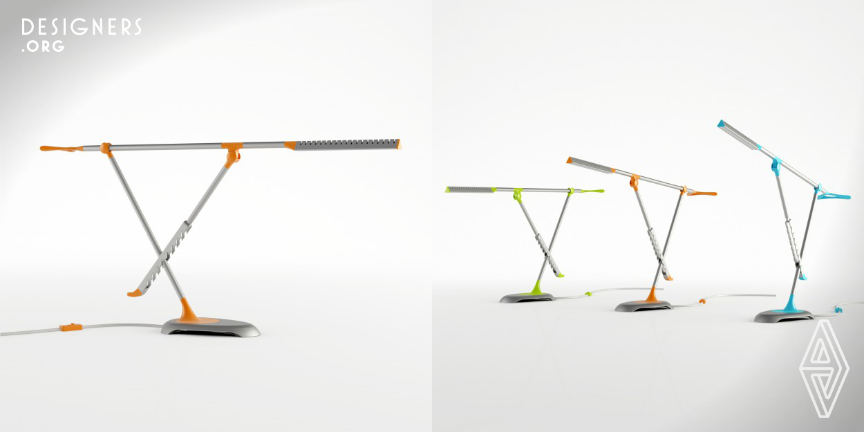Scorpion Lamp is a desk lamp that offers the user huge range of adjustability. The product can be lengthened from 30cm to 65cm. It is really easy to adjust it to intended level with the help of ergonomic handle and without a mechanism, so can be said Scorpion Lamp is an enduring product.  It emits perfect concentration of warm light to focus on the work you are doing. Thanks to ball joint that combines lamp body and base at the bottom, user can turn the lamp 360 degree. The lamp is designed with minimalist and contemporary design approach consists of cast and extruded aluminum parts, aluminum 