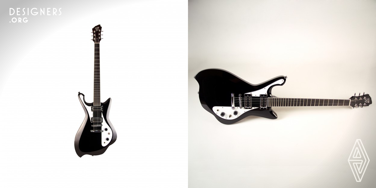 Custom77 has been designing original guitars since 2008. The Blackout is a mix of retro/vintage and futuristic concept, inspired by 50's american cars. The body shape really fits to the musician body and gives a feeling of confort. It's equipped with handwounded pickups and the highest hardware available. Terry Burrows, biggest selling guitar writers in the world, is "in love with Custom77 designs" and will introduce their work in the next "1001 guitars you must play before you die".