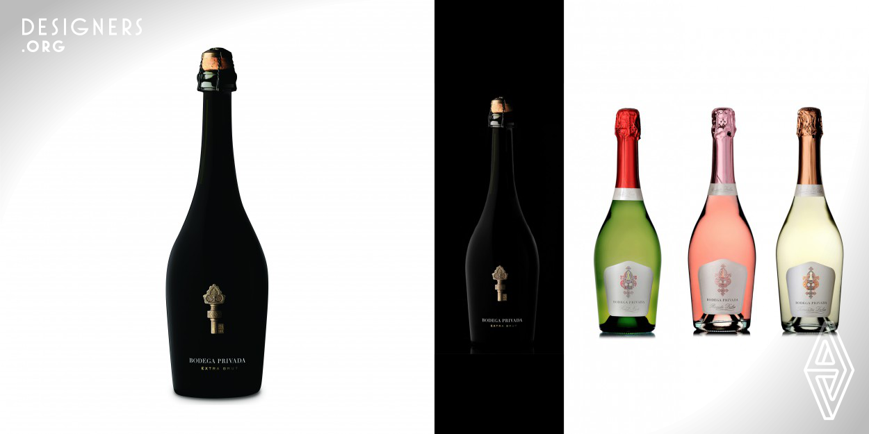Bodega Privada means Private Cellar in Spanish, thus inspired the idea that these champagnes are part of a private collection. A kind of club that keeps its secrets locked away. To enter the cellar the consumer should need the key. The key enables to unveil the secret hidden in the bottles.