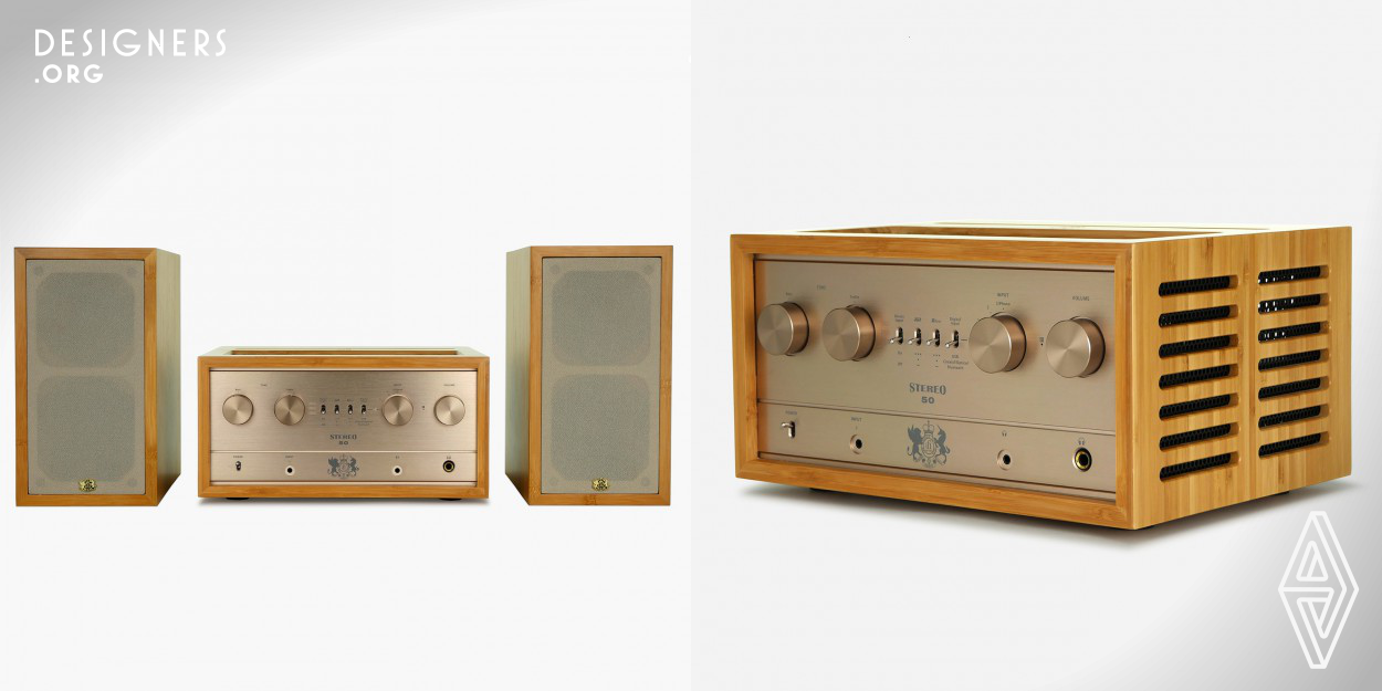The Retro Stereo System is an audiophile standard, all in one stereo system for everyone. The exterior has a modern, yet classic stereo look. The interior encompasses an all valve amplifier, new audio, power and connectivity circuit designs. The Retro Stereo System supports high resolution audio formats up to PCM768kHz and DSD512. Its wide versatility spans wireless Bluetooth, aptX, USB, digital and analogue inputs to vinyl records. There are also headphone connections. It is an environmentally friendly design, with a bamboo chassis alongside a high efficiency power supply design.