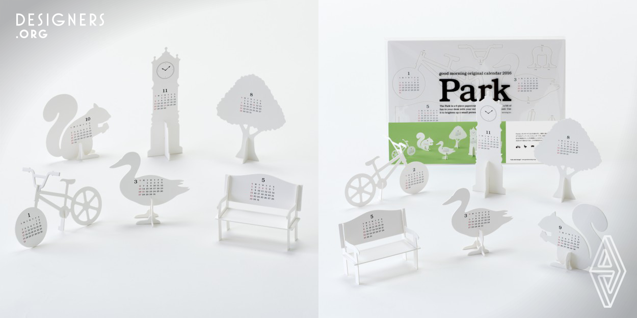 The Park papercraft kit is easy to assemble. No glue or scissors needed. Assemble the bicycle, bench and animals by fitting together parts with the same mark. Each piece is a two-month calendar. Quality designs have the power to modify space and transform the minds of its users. They offer comfort of seeing, holding and using. They are imbued with lightness and an element of surprise, enriching space. Our original products are designed using the concept of Life with Design.