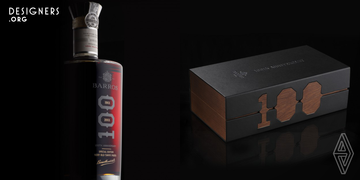 This Porto Barros 100YO numbered edition, developed by Omdesign, is in honour of the 100th anniversary of the prestigious Portuguese Port wine brand. It consists of 1913 bottles of a unique Very Old Tawny Port, taken from the best batches of Tawny Port from each of the ten decades of the company's existence. Each bottle holds 100 years of passion, talent and art, taking you back to 1913, the year the authentic and genuine Porto Barros was founded.