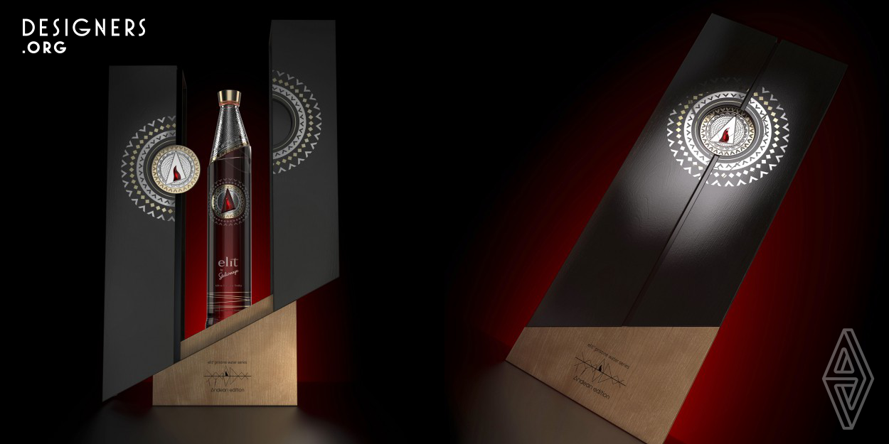 elit by Stolichnaya Pristine Water Series:Andean Edition is the third and final edition in a highly limited series. It comes in a hand-cut crystal bottle designed to refract light and enhance the liquid’s clarity. Every exquisite bottle is sealed with a silver medallion overlaid with gold and crowned with a ruby depicting the elit by Stolichnaya flame. The bottle is nestled in a sustainable Chilean Black Cherry wood case lined with leather. Only 250 numbered bottles were released for global distribution and retail at 3000 Euros per bottle in Global Travel Retail and high end retailers.
