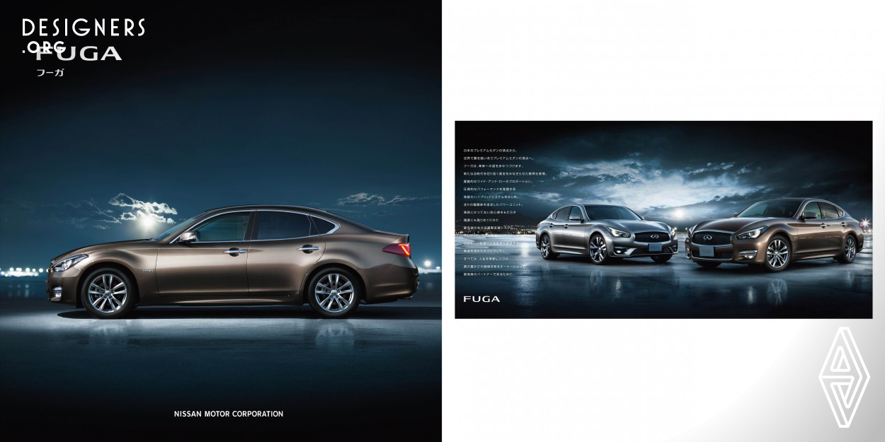 The brochure is elaborate and has a quality feeling, intended to remind customers of the excellent technology embedded in the product. It aims to trigger emotional responses from those who see the brochure by appealing to a sense of quiet passion, as well. New perspectives of hybrid technology from the Nissan and Infinity brands are depicted in the brochure. 