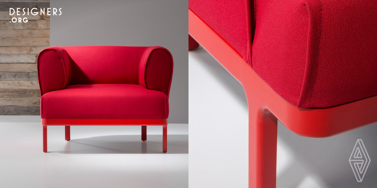 Zip is an armchair that wrap you. It is a generous seat inspired in 1960-1970 th furniture. The collection is composed of chair , sofa, divan and corner and coffee tables. The collection has been thinking for contarct and hospitality projects taking part of restaurants, hotels, lobbies, halls, board and conference rooms, etc. It has been made between artesanal and industrial work with carpetners, master upholsters and 3d designers. 