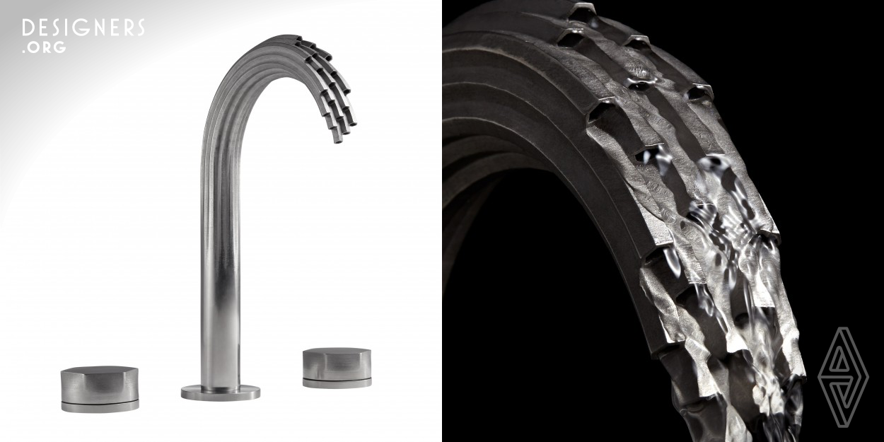 Shadowbrook is part of the first-ever collection of 3D printed metal residential faucets, created via additive manufacturing. A celebration of the natural experience of water, the Shadowbrook presents an unforgettable experience not achievable using traditional manufacturing methods. Water flows from the multi-faceted Shadowbrook faucet spout, recreating the poetic flow of water bouncing on rocks in a riverbed. It enchants the user by reinventing the experience of receiving water from a tap.